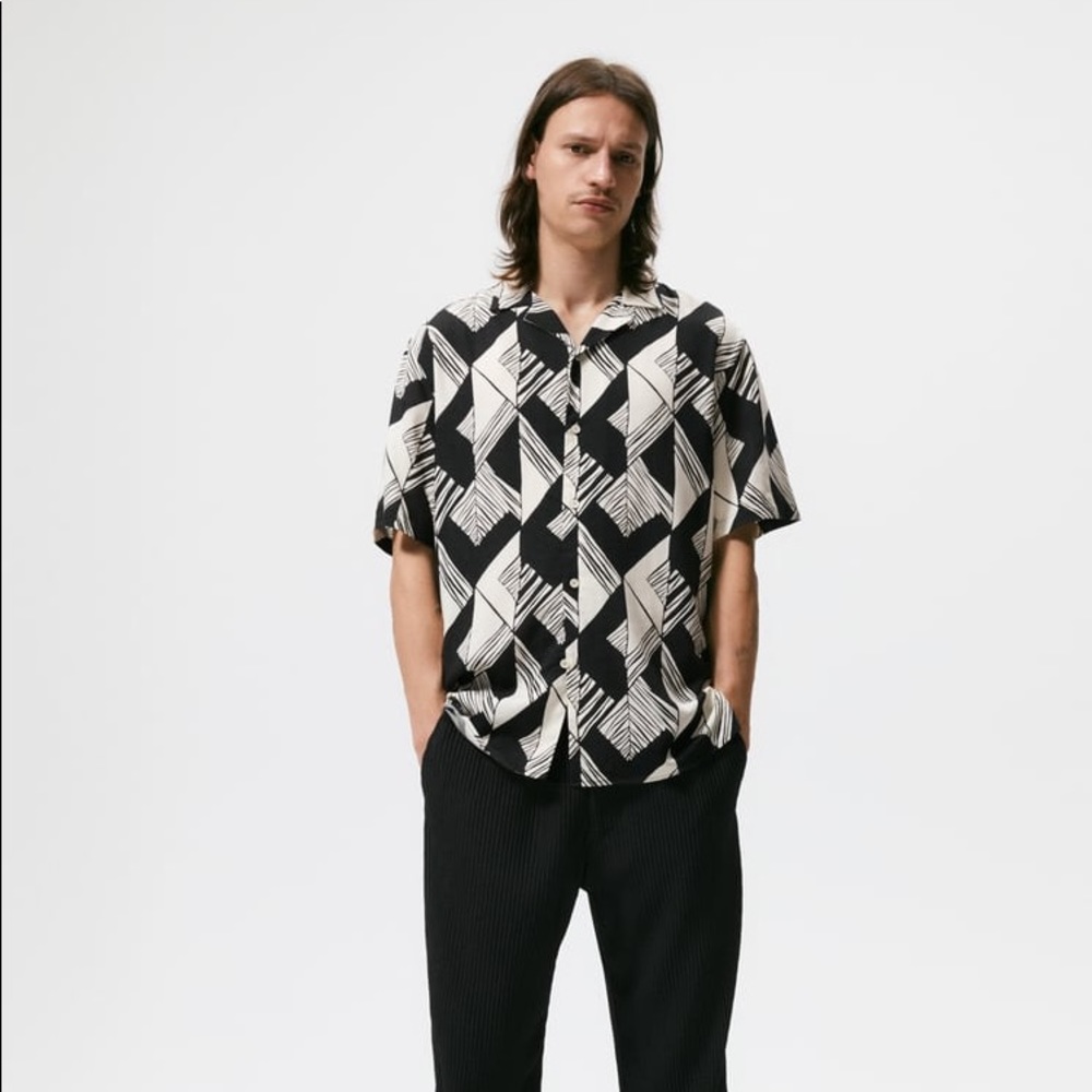 Zara Men’s Geometric Print Shirt NWT